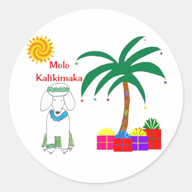 Sticker Rond Noël hawaïen de canicules (Devant)