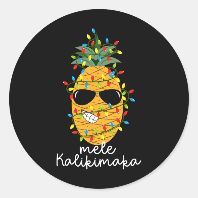 Sticker Rond Noël hawaïen de Mele Kalikimaka (Devant)