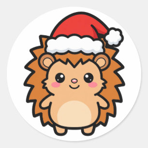 Sticker Rond Noël Hérisson de Noël