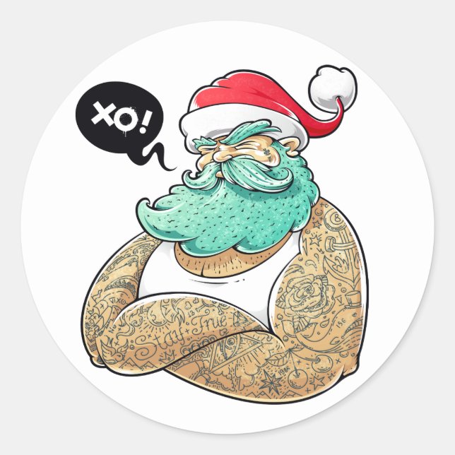 Sticker Rond Noël Hipsta Santa Claus (Devant)