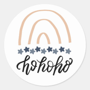Sticker Rond Noël Ho Ho Ho Boho Rainbow