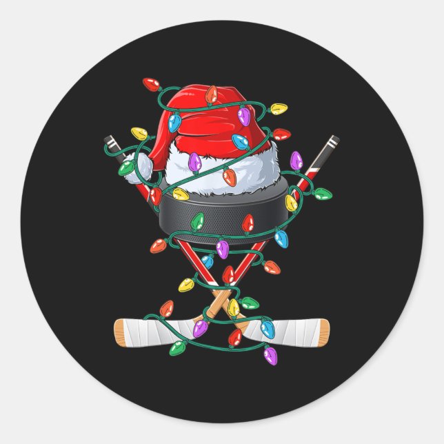 Sticker Rond Noël Hockey Noël Père Noël Sports Casquette Ball K (Devant)