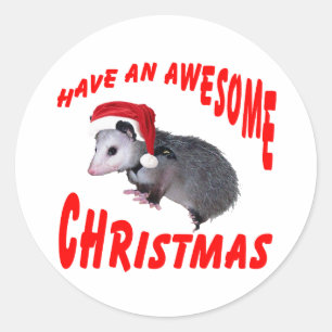 Sticker Rond Noël impressionnant d'opossum
