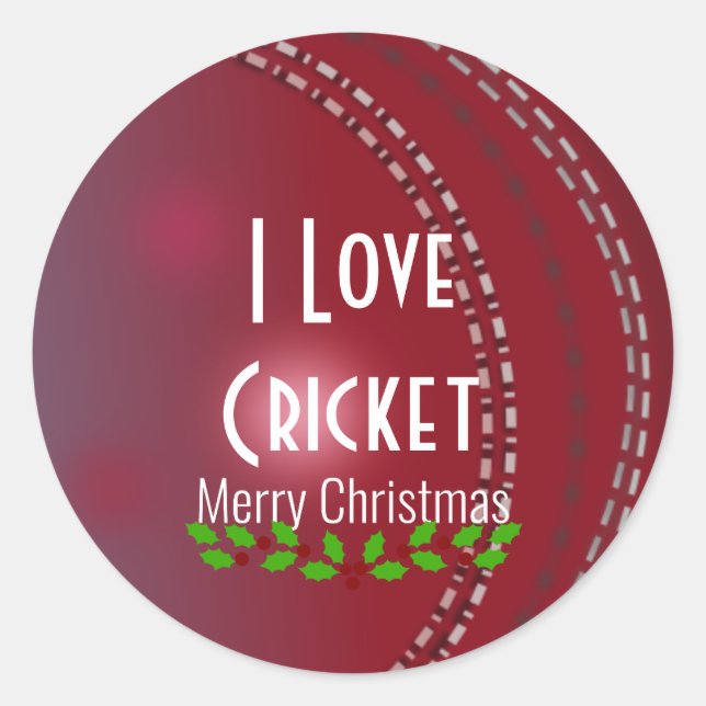 Sticker Rond Noël, "J'aime le cricket" (Devant)