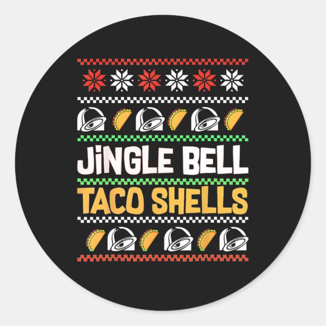 Sticker Rond Noël Jingle Bells Taco Coques drôle Mauvais Noël (Devant)