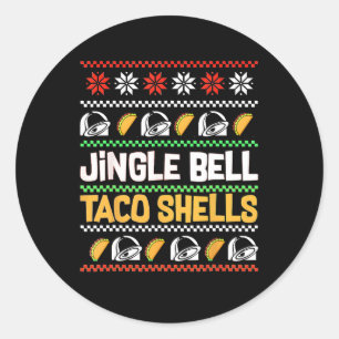 Sticker Rond Noël Jingle Bells Taco Coques drôle Mauvais Noël