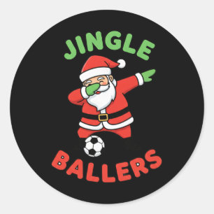 Sticker Rond Noël Jingle Byllers Football Santa Dab Footbyll