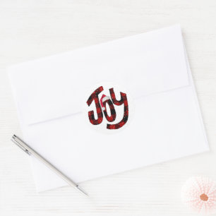 Sticker Rond Noël Joie Buffalo Plaid