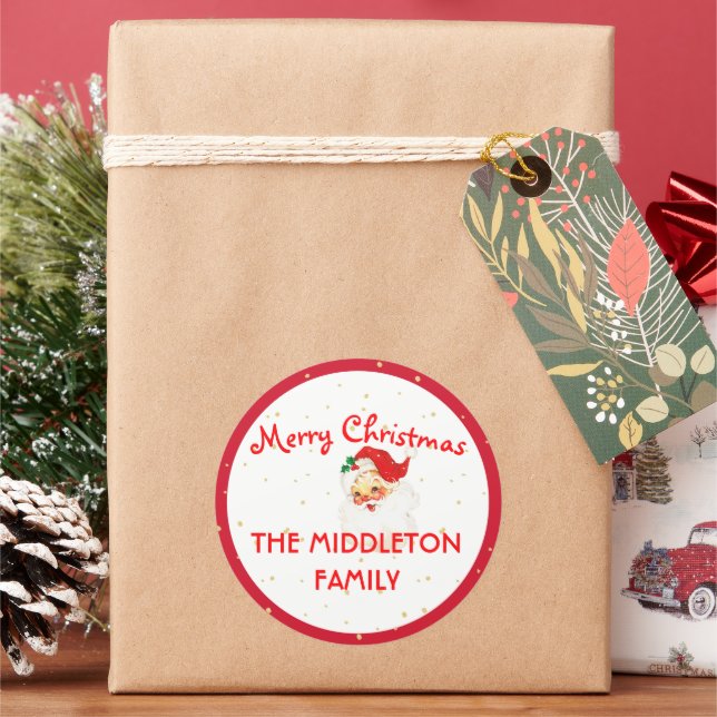 Sticker Rond Noël Jolly Santa Claus Red Fun Joyeux (vacances)