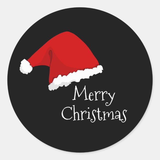 Sticker Rond Noël Joyeux à Santa Hat (Devant)