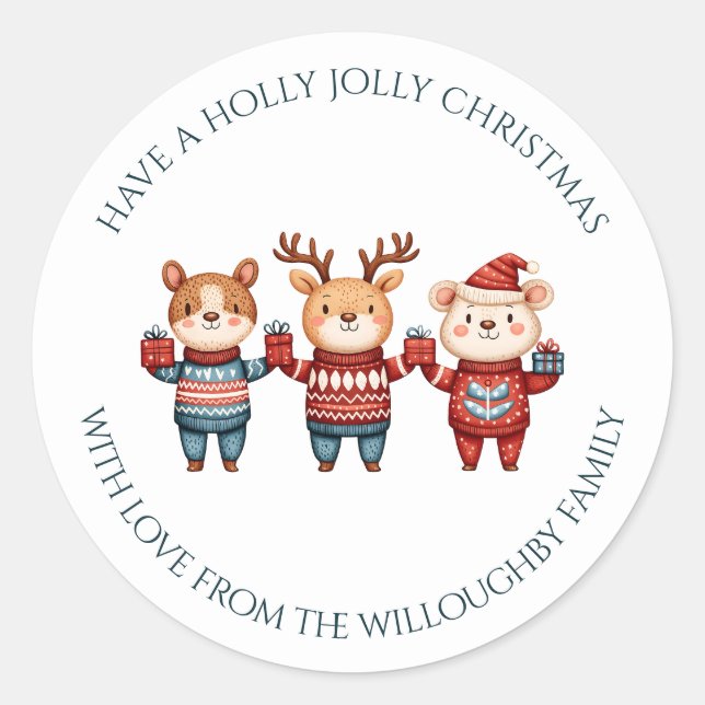 Sticker Rond Noël joyeux et charmant (Devant)