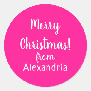 Sticker Rond Noël Joyeux Noël du nom Rose chaud