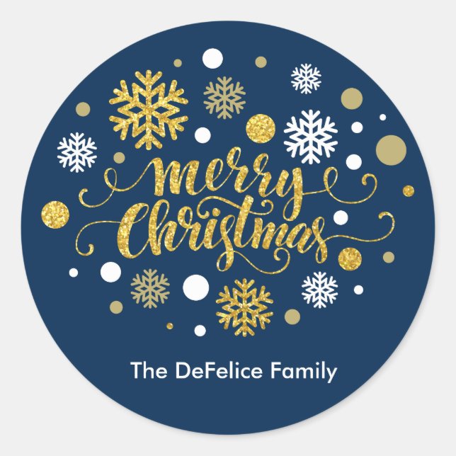 Sticker Rond Noël - Joyeux Noël Shimmer (Devant)