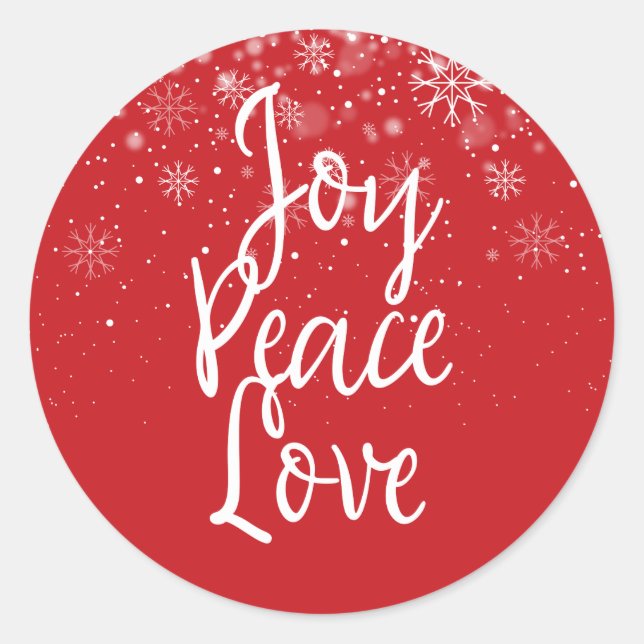 Sticker Rond Noël Joyeux Paix Amour (Devant)