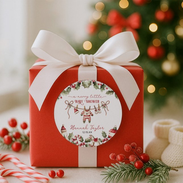 Sticker Rond Noël Joyeux petit Baby shower (Créateur téléchargé)