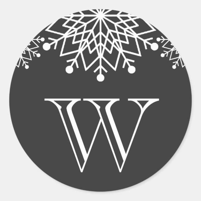 Sticker Rond Noël joyeux | Sceau d'enveloppe noir et blanc (Devant)