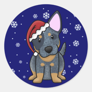 Sticker Rond Noël Kawaii Blue Heeler