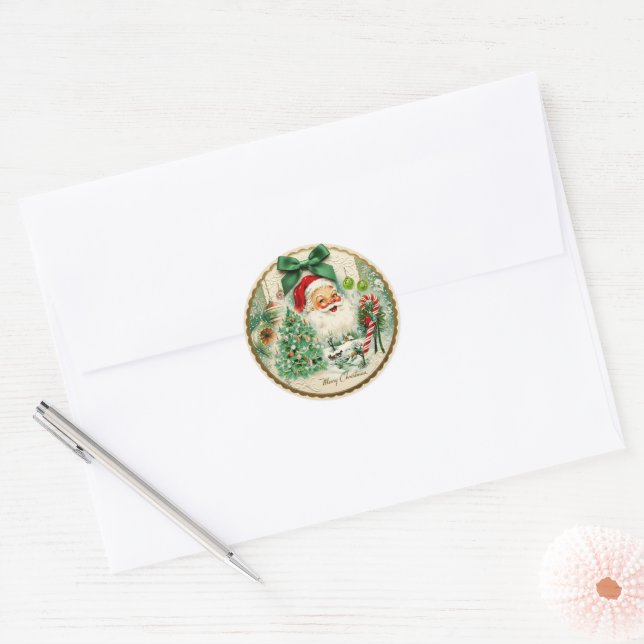 Sticker Rond Noël Kitschmas nostalgique  (Enveloppe)