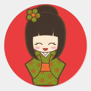 Sticker Rond Noël Kokeshi