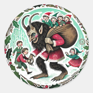 Sticker Rond Noël Krampus