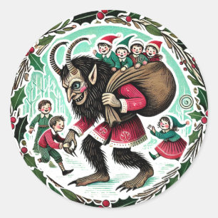 Sticker Rond Noël Krampus