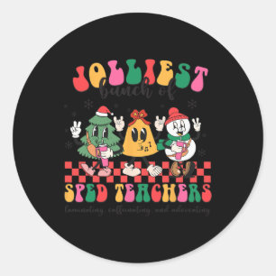 Sticker Rond Noël Le Plus Jolle Bunch D'Enseignants Spiritueux 