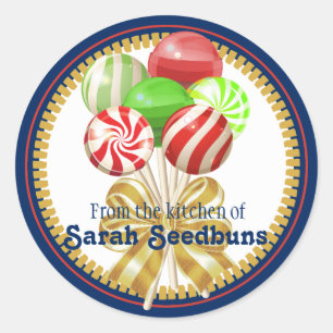 Sticker Rond Noël lollipops bonbons confitures arc