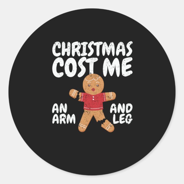 Sticker Rond Noël m'a coûté un bras et une jambe (Devant)