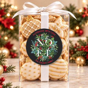 Sticker Rond Noël maison NOEL Holly Berries