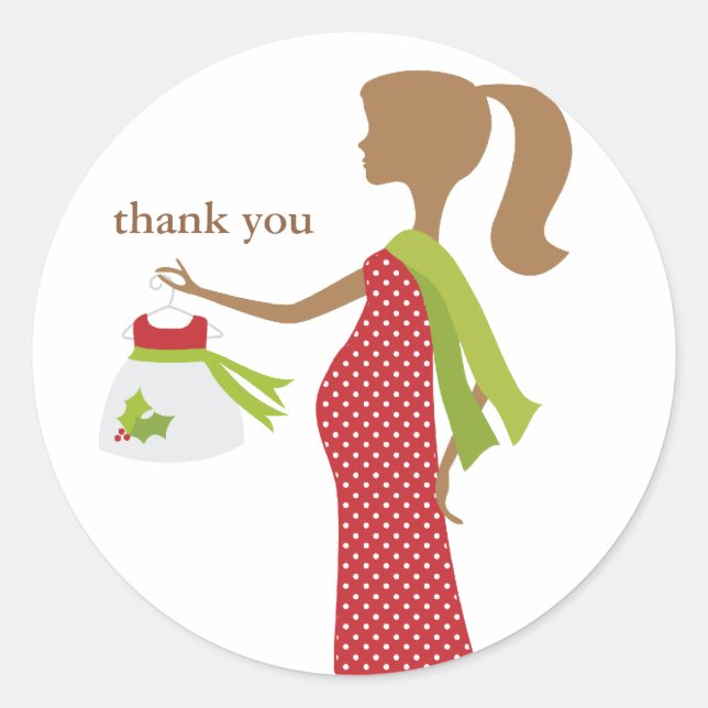 Sticker Rond Noël, maman doit être Baby shower (Devant)