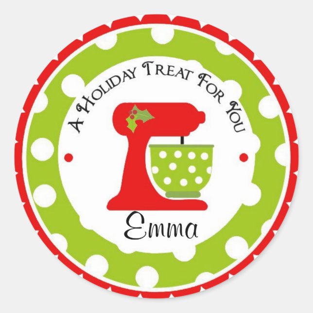 Sticker Rond Noël Mélange Bowl avec Pois (Devant)