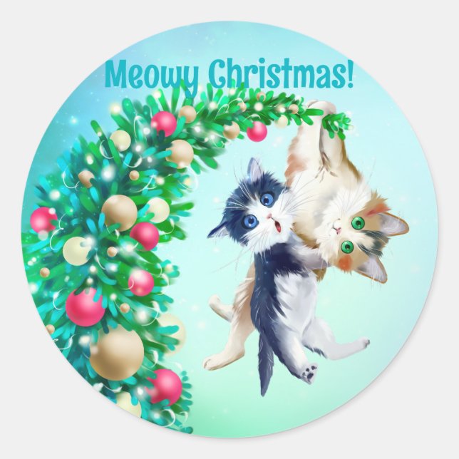 Sticker Rond Noël Meowy (Devant)