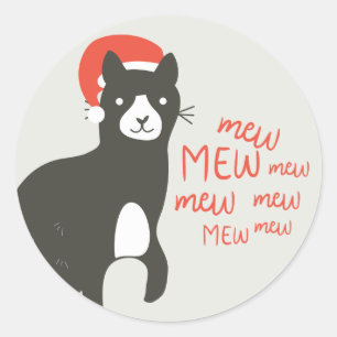 Sticker Rond Noël Meowy