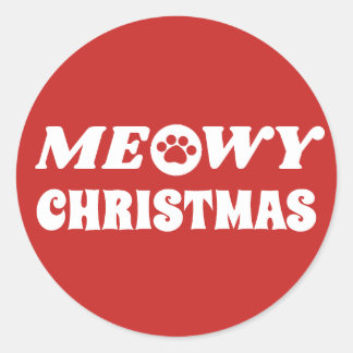 Sticker Rond Noël Meowy