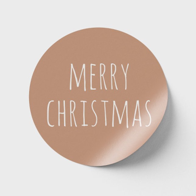 Sticker Rond Noël minimaliste | Fête en terre cuite légère (Créateur téléchargé)