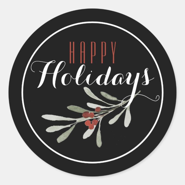 Sticker Rond Noël Mistletoe Joyeux Fêtes (Devant)