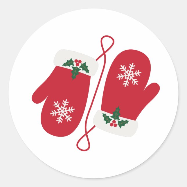 Sticker Rond Noël Mittens (Devant)