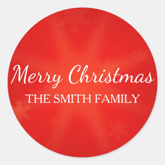 Sticker Rond Noël moderne Simply Red and White Snowflakes (Devant)