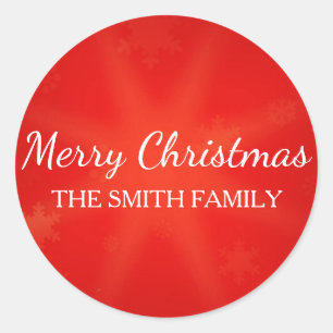 Sticker Rond Noël moderne Simply Red and White Snowflakes