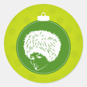 Sticker Rond Noël Modish Lime