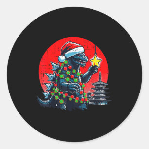 Sticker Rond Noël Monstre Japonais Santa Étoile Xmas Femmes K