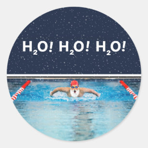 Sticker Rond Noël natation