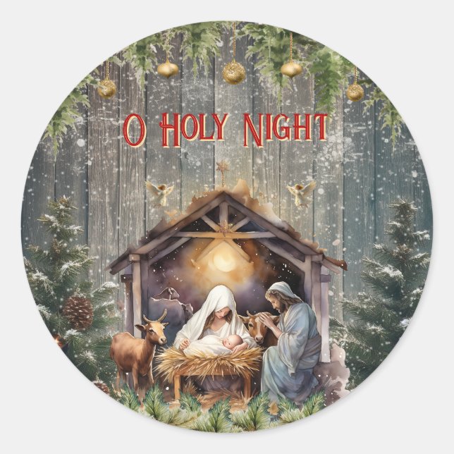 Sticker Rond Noël Nativité  (Devant)