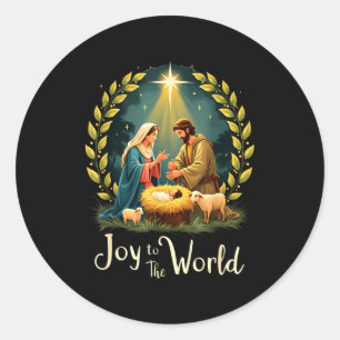 Sticker Rond Noël Nativité Naissance Chrétienne De Jésus Joie À