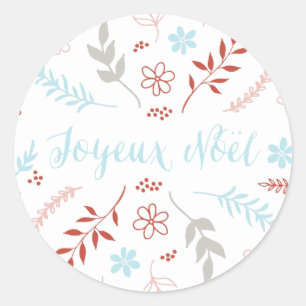 Sticker Rond Noël naturel vacances en ivoire
