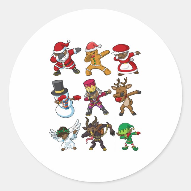 Sticker Rond noël noir africain américain santa claus dabbi (Devant)