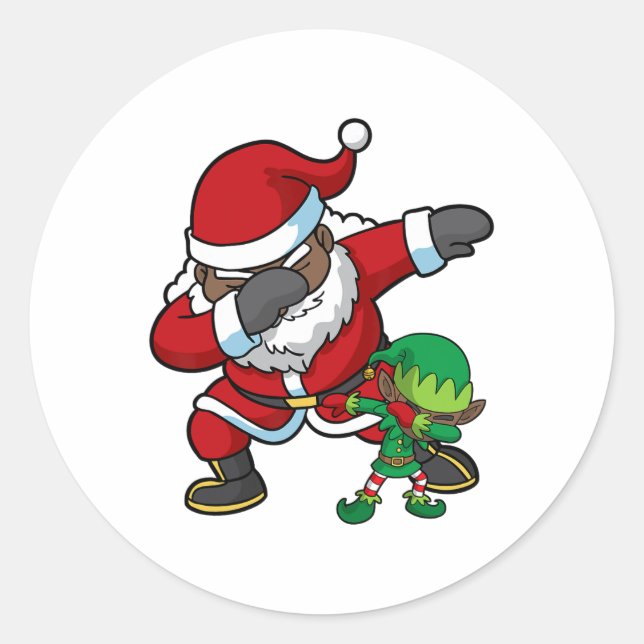 Sticker Rond noël noir afrique amérique dabbing père Noël cla (Devant)