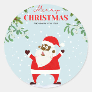 Sticker Rond Noël noir du Père Noël africain
