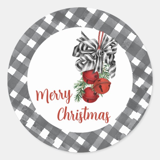 Sticker Rond Noël noir et blanc (Devant)