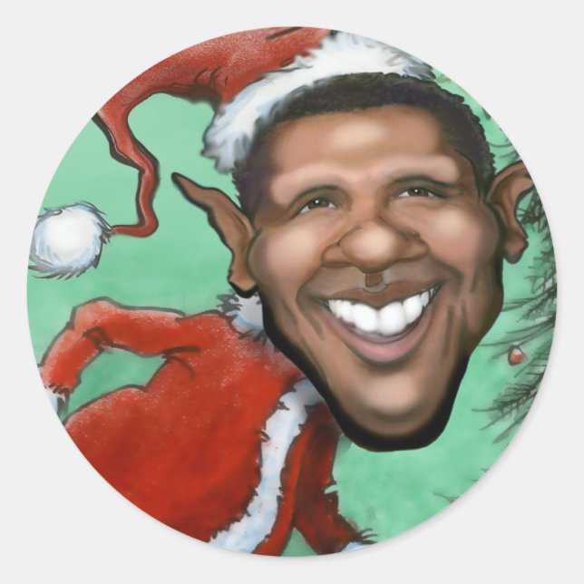 Sticker Rond Noël Obama (Devant)